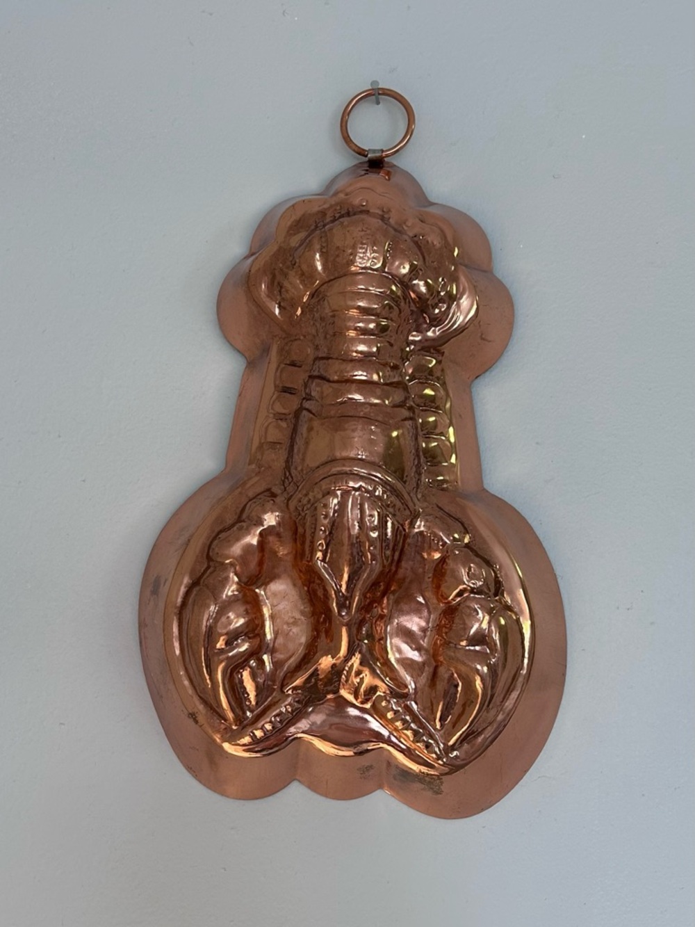 Copper lobster jello mold, wall decor